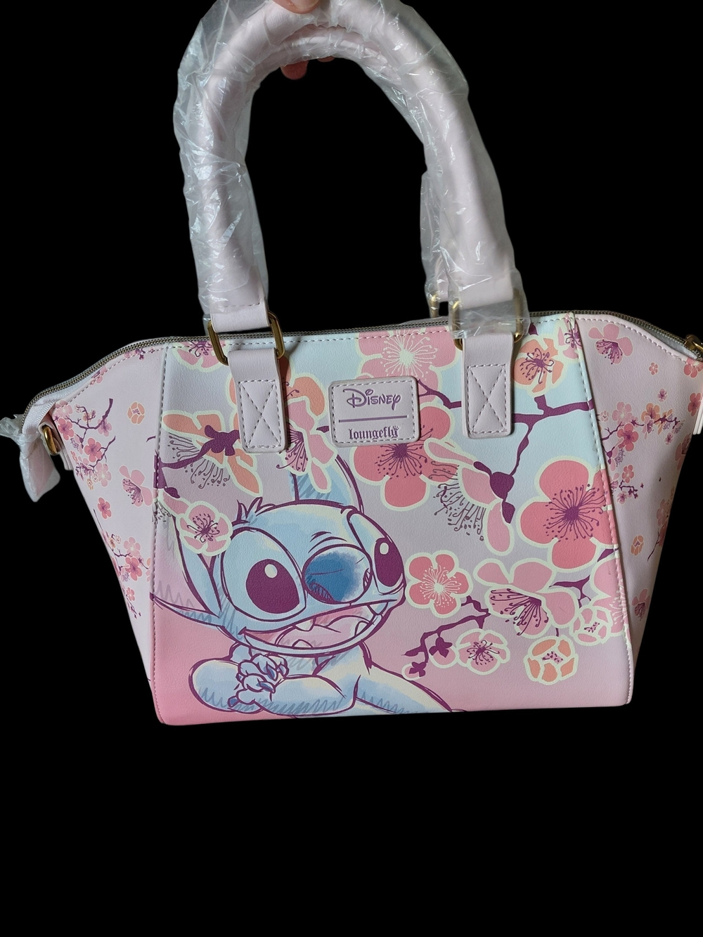 Loungefly Pink & Lavender Stitch Floral Satchel